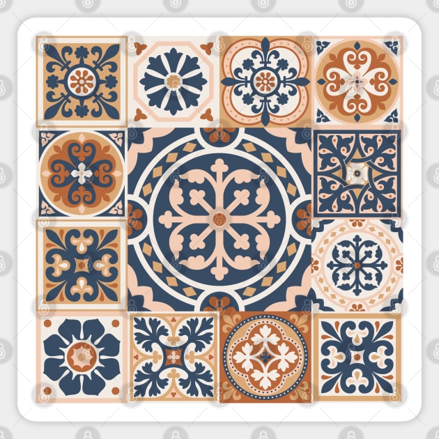 Mediterranean floor tiles pattern 01 Sticker by Slanapotam